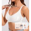 imagePOSESHE Womens Wireless Bras Comfortable Supportive Jacquard Tshirt Bra No Underwire Seamless Push Up Everyday BralettesWhite Jacquard