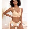 imagePOSESHE Womens Wireless Bras Comfortable Supportive Tshirt Bra No Underwire Seamless Push Up Everyday Adjustable BralettesSemolina