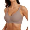 imagePOSESHE Womens Wireless Bras Comfortable Supportive Tshirt Bra No Underwire Seamless Push Up Everyday Adjustable BralettesCoffee