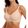 imagePOSESHE Womens Wireless Bras Comfortable Supportive Tshirt Bra No Underwire Seamless Push Up Everyday Adjustable BralettesNude