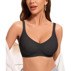 imagePOSESHE Womens Wireless Bras Comfortable Supportive Jacquard Tshirt Bra No Underwire Seamless Push Up Everyday BralettesGrey Jacquard