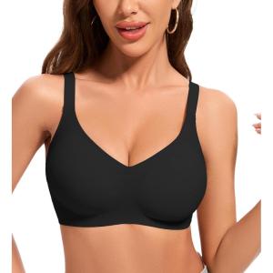 imagePOSESHE Womens Wireless Bras Comfortable Supportive Jacquard Tshirt Bra No Underwire Seamless Push Up Everyday BralettesPure Blackjacquardfree