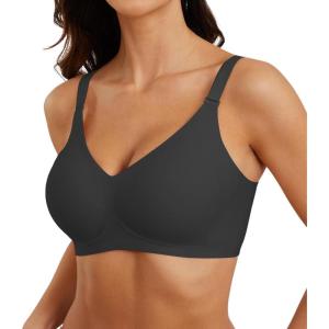 imagePOSESHE Womens Wireless Bras Comfortable Supportive Tshirt Bra No Underwire Seamless Push Up Everyday Adjustable BralettesBlack