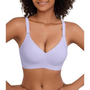 imagePOSESHE Womens Wireless Bras Comfortable Supportive Tshirt Bra No Underwire Seamless Push Up Everyday Adjustable BralettesPurple