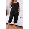imagePOSESHE Plus Size Pajama for Women Sets Summer Short Sleeve 2 Piece Lounge Sleepwear Ladies Cute Pjs Sets with Pockets 202501black
