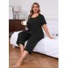 imagePOSESHE Plus Size Pajama for Women Sets Summer Short Sleeve 2 Piece Lounge Sleepwear Ladies Cute Pjs Sets with Pockets 202501black