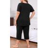imagePOSESHE Plus Size Pajama for Women Sets Summer Short Sleeve 2 Piece Lounge Sleepwear Ladies Cute Pjs Sets with Pockets 202501black