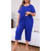 imagePOSESHE Plus Size Pajama for Women Sets Summer Short Sleeve 2 Piece Lounge Sleepwear Ladies Cute Pjs Sets with Pockets 202503royal Blue