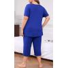 imagePOSESHE Plus Size Pajama for Women Sets Summer Short Sleeve 2 Piece Lounge Sleepwear Ladies Cute Pjs Sets with Pockets 202503royal Blue