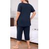 imagePOSESHE Plus Size Pajama for Women Sets Summer Short Sleeve 2 Piece Lounge Sleepwear Ladies Cute Pjs Sets with Pockets 202504navy Blue