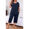 imagePOSESHE Plus Size Pajama for Women Sets Summer Short Sleeve 2 Piece Lounge Sleepwear Ladies Cute Pjs Sets with Pockets 202504navy Blue