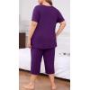 imagePOSESHE Plus Size Pajama for Women Sets Summer Short Sleeve 2 Piece Lounge Sleepwear Ladies Cute Pjs Sets with Pockets 202505purple