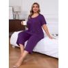 imagePOSESHE Plus Size Pajama for Women Sets Summer Short Sleeve 2 Piece Lounge Sleepwear Ladies Cute Pjs Sets with Pockets 202505purple