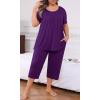 imagePOSESHE Plus Size Pajama for Women Sets Summer Short Sleeve 2 Piece Lounge Sleepwear Ladies Cute Pjs Sets with Pockets 202505purple