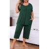 imagePOSESHE Plus Size Pajama for Women Sets Summer Short Sleeve 2 Piece Lounge Sleepwear Ladies Cute Pjs Sets with Pockets 202506green