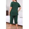 imagePOSESHE Plus Size Pajama for Women Sets Summer Short Sleeve 2 Piece Lounge Sleepwear Ladies Cute Pjs Sets with Pockets 202506green