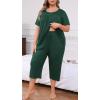imagePOSESHE Plus Size Pajama for Women Sets Summer Short Sleeve 2 Piece Lounge Sleepwear Ladies Cute Pjs Sets with Pockets 202506green
