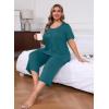 imagePOSESHE Plus Size Pajama for Women Sets Summer Short Sleeve 2 Piece Lounge Sleepwear Ladies Cute Pjs Sets with Pockets 202508grey Blue
