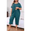 imagePOSESHE Plus Size Pajama for Women Sets Summer Short Sleeve 2 Piece Lounge Sleepwear Ladies Cute Pjs Sets with Pockets 202508grey Blue