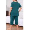 imagePOSESHE Plus Size Pajama for Women Sets Summer Short Sleeve 2 Piece Lounge Sleepwear Ladies Cute Pjs Sets with Pockets 202508grey Blue