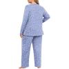 imagePOSESHE Womens Plus Size Pajama Sets Long Sleeve 2 Piece Crew Neck Lounge Sleepwear Ladies Cute Pjs Sets with Pockets 2025Blue Floral