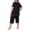 imagePOSESHE Womens Plus Size Pajama Sets Summer Short Sleeve 2 Piece Lounge Sleepwear Ladies Cute Pjs Sets with Pockets 202501black