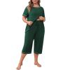 imagePOSESHE Womens Plus Size Pajama Sets Summer Short Sleeve 2 Piece Lounge Sleepwear Ladies Cute Pjs Sets with Pockets 202506green
