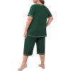 imagePOSESHE Womens Plus Size Pajama Sets Summer Short Sleeve 2 Piece Lounge Sleepwear Ladies Cute Pjs Sets with Pockets 202506green
