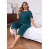 imagePOSESHE Womens Plus Size Pajama Sets Summer Short Sleeve 2 Piece Lounge Sleepwear Ladies Cute Pjs Sets with Pockets 202508grey Blue
