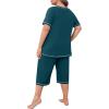 imagePOSESHE Womens Plus Size Pajama Sets Summer Short Sleeve 2 Piece Lounge Sleepwear Ladies Cute Pjs Sets with Pockets 202508grey Blue