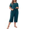 imagePOSESHE Womens Plus Size Pajama Sets Summer Short Sleeve 2 Piece Lounge Sleepwear Ladies Cute Pjs Sets with Pockets 202508grey Blue