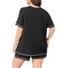 imagePOSESHE Womens Plus Size Pajama Sets Summer Short Sleeve 2 Piece Lounge Sleepwear Short Pants Pjs Sets with Pockets 202501black