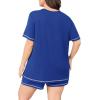 imagePOSESHE Womens Plus Size Pajama Sets Summer Short Sleeve 2 Piece Lounge Sleepwear Short Pants Pjs Sets with Pockets 202503royal Blue