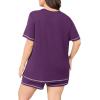 imagePOSESHE Womens Plus Size Pajama Sets Summer Short Sleeve 2 Piece Lounge Sleepwear Short Pants Pjs Sets with Pockets 202505purple