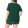 imagePOSESHE Womens Plus Size Pajama Sets Summer Short Sleeve 2 Piece Lounge Sleepwear Short Pants Pjs Sets with Pockets 202506green