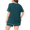 imagePOSESHE Womens Plus Size Pajama Sets Summer Short Sleeve 2 Piece Lounge Sleepwear Short Pants Pjs Sets with Pockets 202508grey Blue