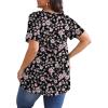 imagePOSESHE Womens Plus Size Tops 2025 Summer Short Sleeves Tunic Tops Casual VNeck Wrap Shirts Cute Dressy Work Blouses L4XLBlack Pink Floral