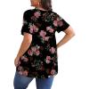imagePOSESHE Womens Plus Size Tops 2025 Summer Short Sleeves Tunic Tops Casual VNeck Wrap Shirts Cute Dressy Work Blouses L4XLBlack Rose