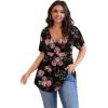 imagePOSESHE Womens Plus Size Tops 2025 Summer Short Sleeves Tunic Tops Casual VNeck Wrap Shirts Cute Dressy Work Blouses L4XLBlack Rose