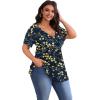 imagePOSESHE Womens Plus Size Tops 2025 Summer Short Sleeves Tunic Tops Casual VNeck Wrap Shirts Cute Dressy Work Blouses L4XLBlue Apricot