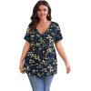 imagePOSESHE Womens Plus Size Tops 2025 Summer Short Sleeves Tunic Tops Casual VNeck Wrap Shirts Cute Dressy Work Blouses L4XLBlue Apricot