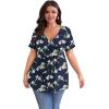 imagePOSESHE Womens Plus Size Tops 2025 Summer Short Sleeves Tunic Tops Casual VNeck Wrap Shirts Cute Dressy Work Blouses L4XLBlue Begonia