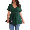 imagePOSESHE Womens Plus Size Tops 2025 Summer Short Sleeves Tunic Tops Casual VNeck Wrap Shirts Cute Dressy Work Blouses L4XLGreen
