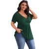 imagePOSESHE Womens Plus Size Tops 2025 Summer Short Sleeves Tunic Tops Casual VNeck Wrap Shirts Cute Dressy Work Blouses L4XLGreen