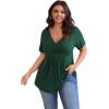 imagePOSESHE Womens Plus Size Tops 2025 Summer Short Sleeves Tunic Tops Casual VNeck Wrap Shirts Cute Dressy Work Blouses L4XLGreen