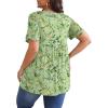 imagePOSESHE Womens Plus Size Tops 2025 Summer Short Sleeves Tunic Tops Casual VNeck Wrap Shirts Cute Dressy Work Blouses L4XLGreen White Floral