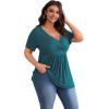 imagePOSESHE Womens Plus Size Tops 2025 Summer Short Sleeves Tunic Tops Casual VNeck Wrap Shirts Cute Dressy Work Blouses L4XLGrey Blue