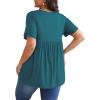 imagePOSESHE Womens Plus Size Tops 2025 Summer Short Sleeves Tunic Tops Casual VNeck Wrap Shirts Cute Dressy Work Blouses L4XLGrey Blue