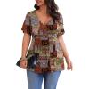 imagePOSESHE Womens Plus Size Tops 2025 Summer Short Sleeves Tunic Tops Casual VNeck Wrap Shirts Cute Dressy Work Blouses L4XLMix Color