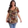 imagePOSESHE Womens Plus Size Tops 2025 Summer Short Sleeves Tunic Tops Casual VNeck Wrap Shirts Cute Dressy Work Blouses L4XLMix Color
